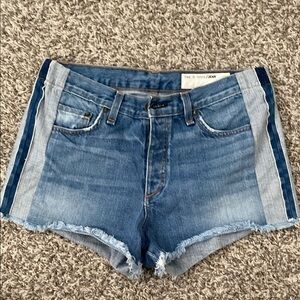 rag & bone Blue Jean Shorts with Distressed Hem